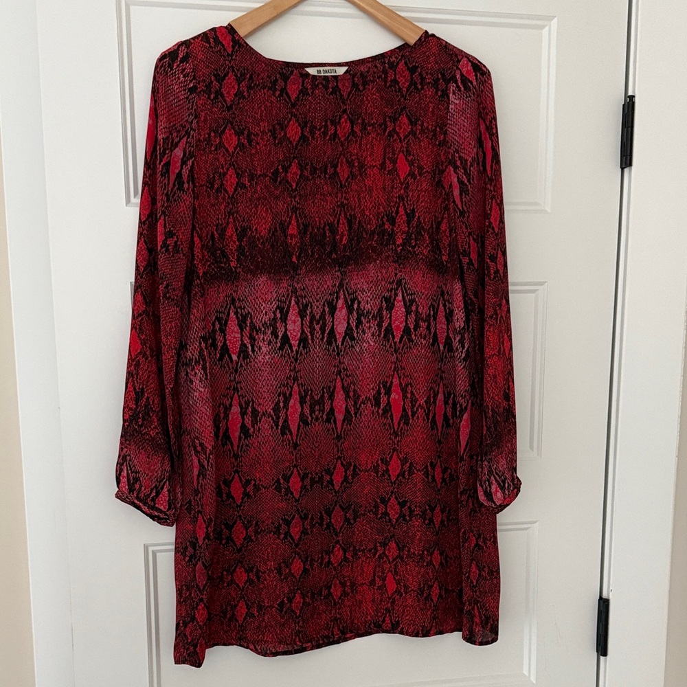 BB Dakota Red and Black Snake Print Mini Dress